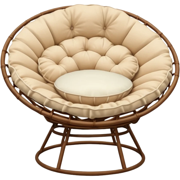 Light brown Papasan chair with cream cushion emoji