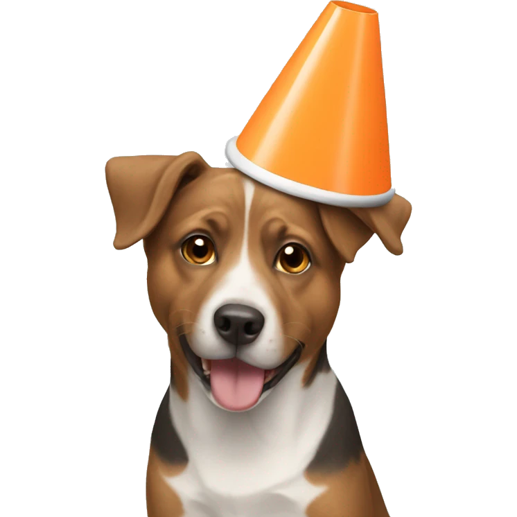 Dog wearing a cone emoji