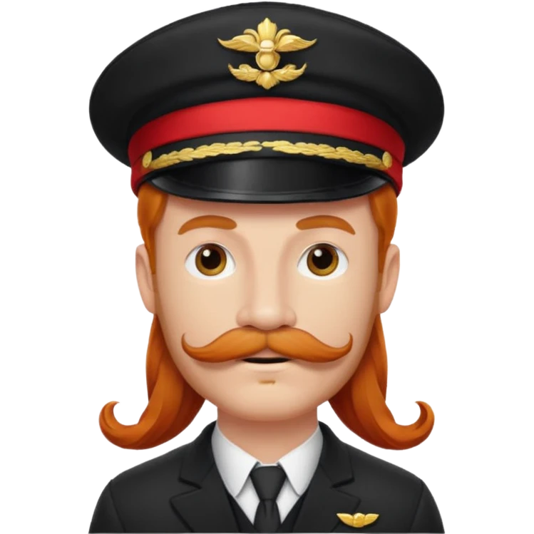 bellboy face long hair ginger bellboy red hat mustache emoji