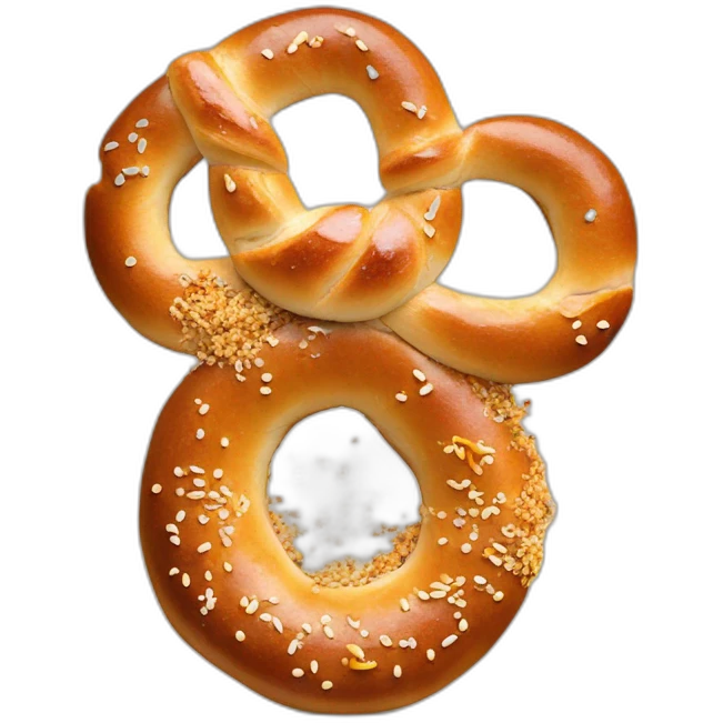 Pretzel bagel with everything seasoning emoji
