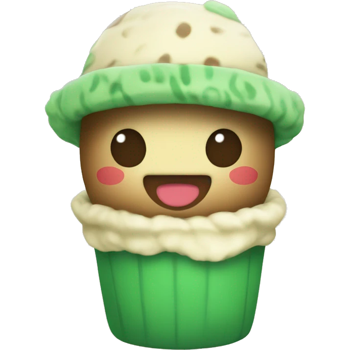 Cute green boba plushy with cream cap and brown straw emoji
