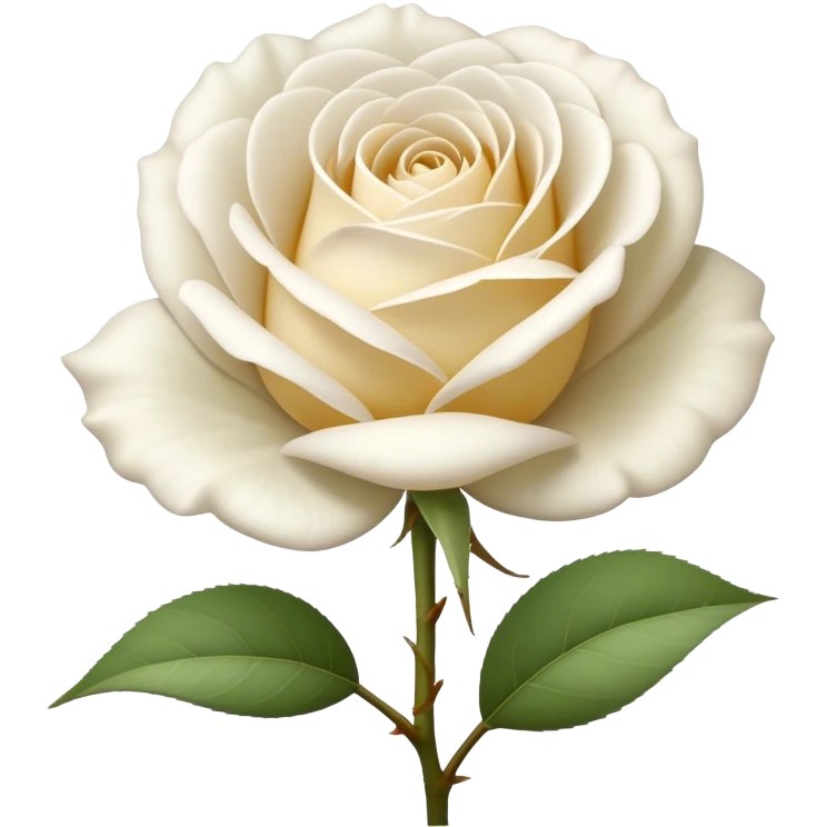 single White Tea Rose, straight stem emoji