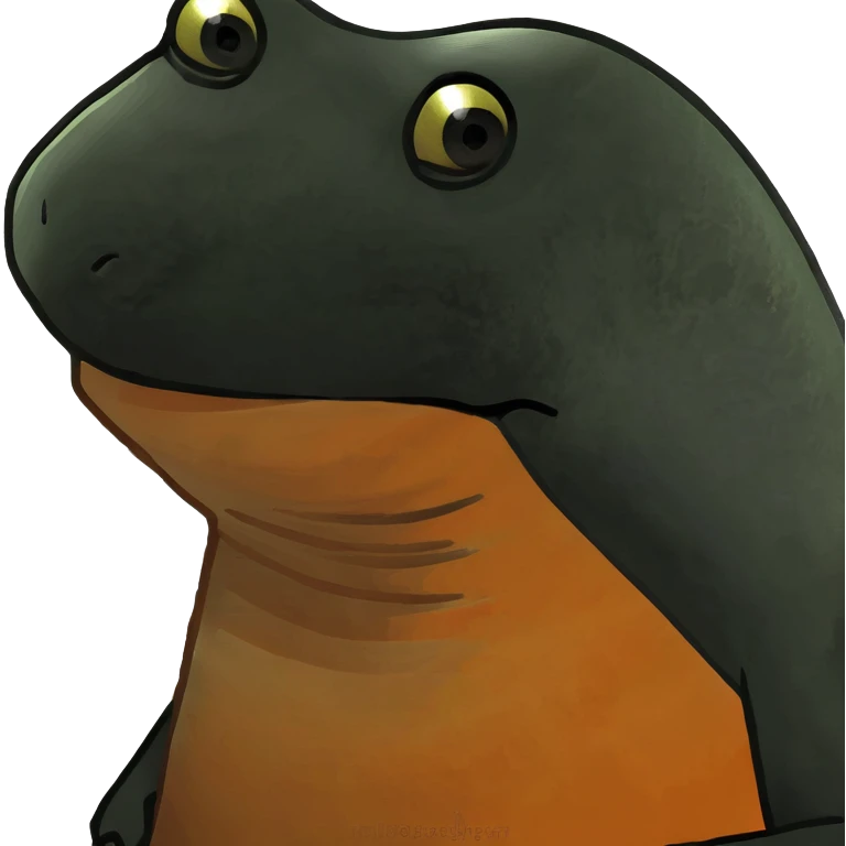 A black Salandit-newt-hybrid-Fakémon-creature with orange belly emoji