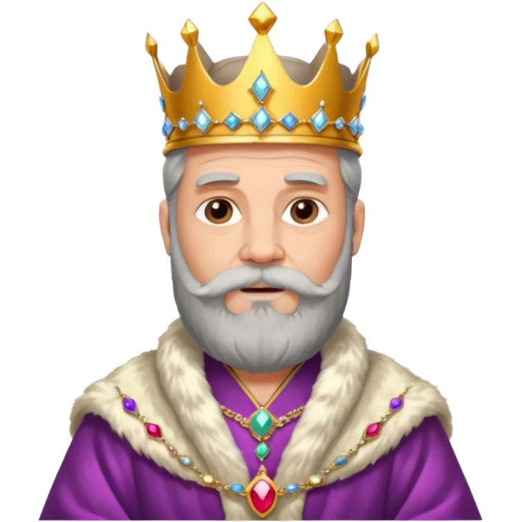 Bearded King, Old king with long gray beard and jeweled crown. emoji