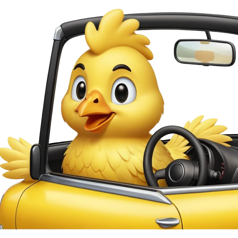 Easter chicken driving a car emoji