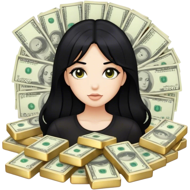 girl with black hair and blonde money pieces emoji