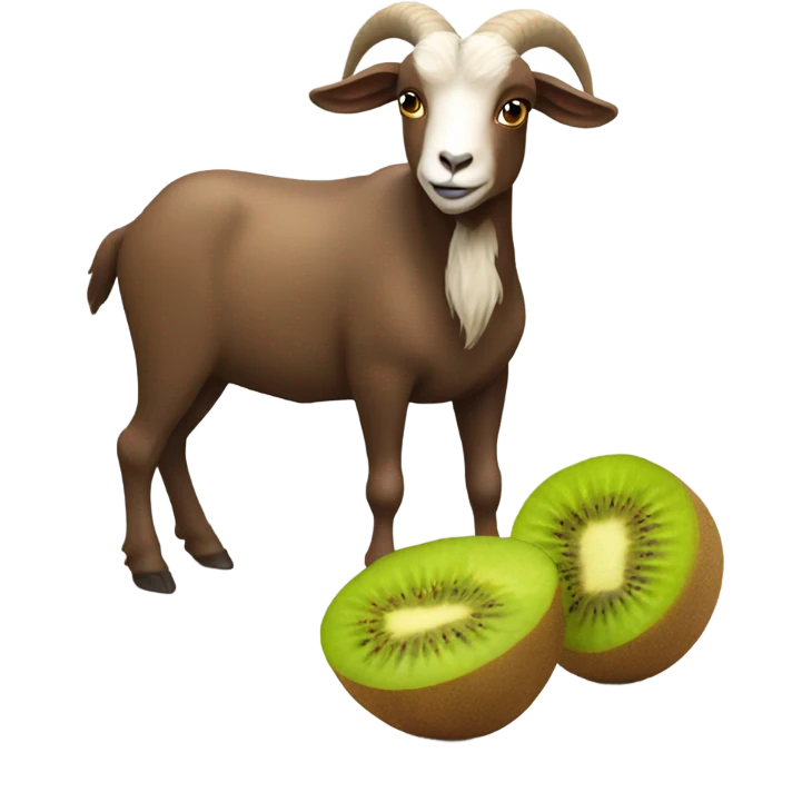 Brown goat with a kiwi emoji