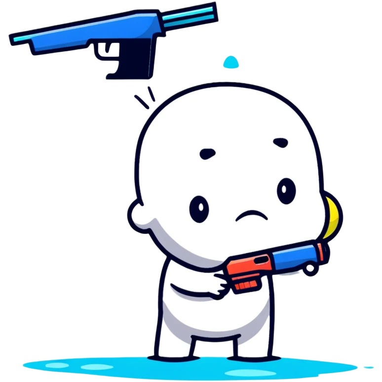 sad face with water gun to head emoji