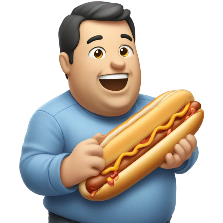 Fat guy eating a hotdog emoji