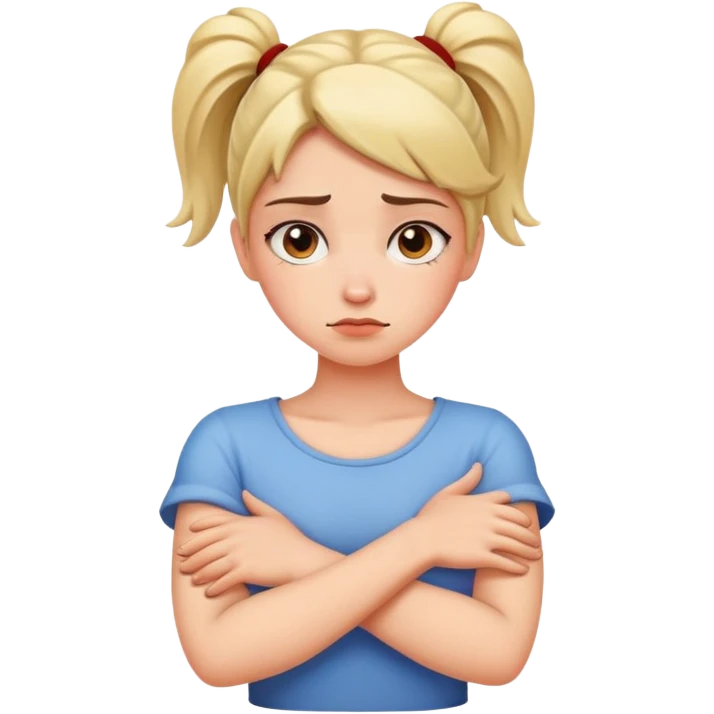 Arms crossed holding neck mad girl emoji