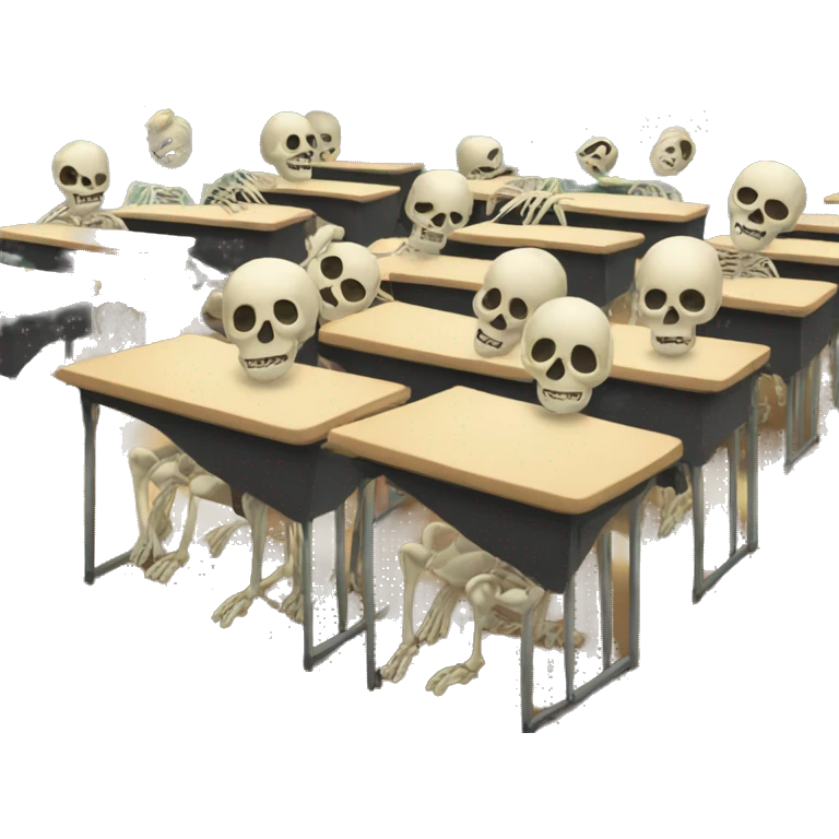 classroom with skeletons emoji
