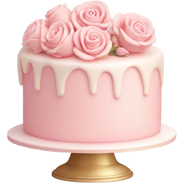 pastel pink cake with rose emoji