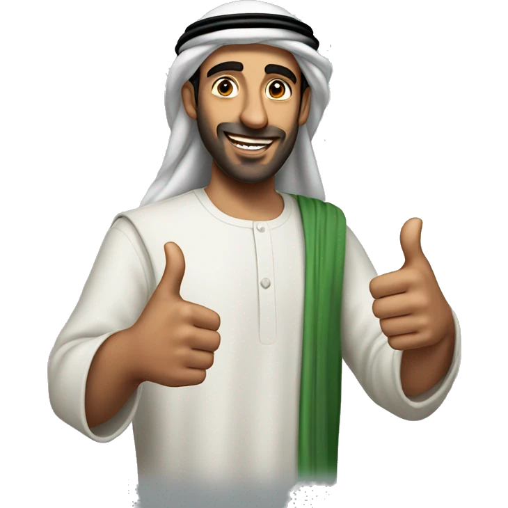 photorealistic Arab man shows thumbs up emoji