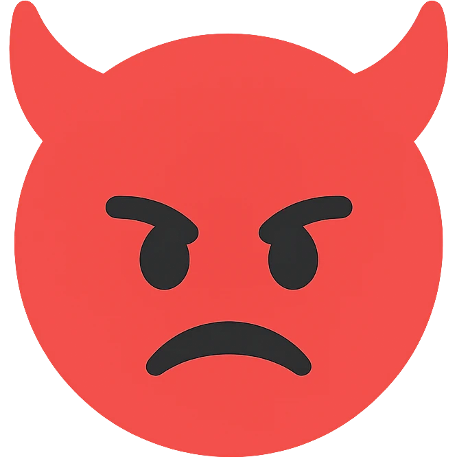 minimalist devil icon, flat red and black colors emoji