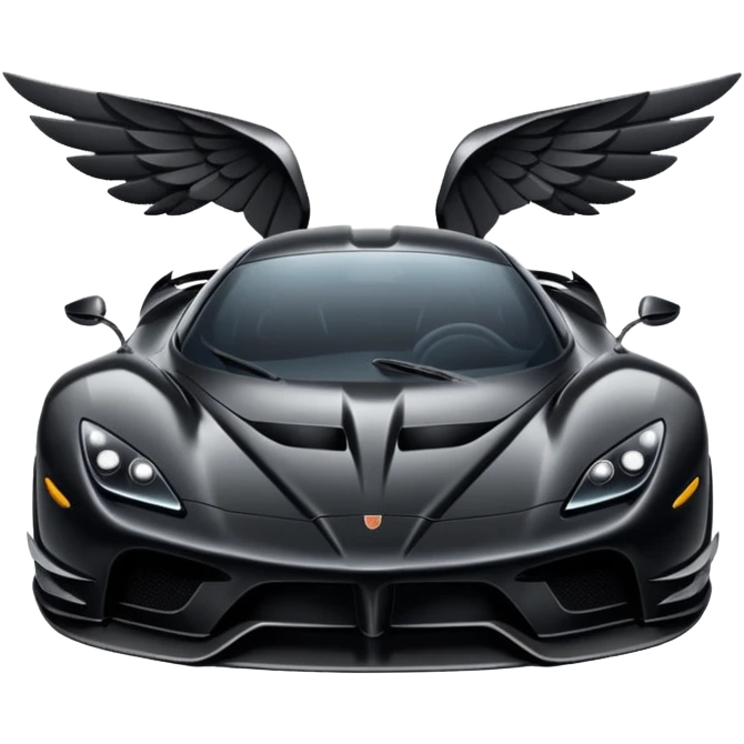 An black hypercar, with wings and satisfaction of specs emoji