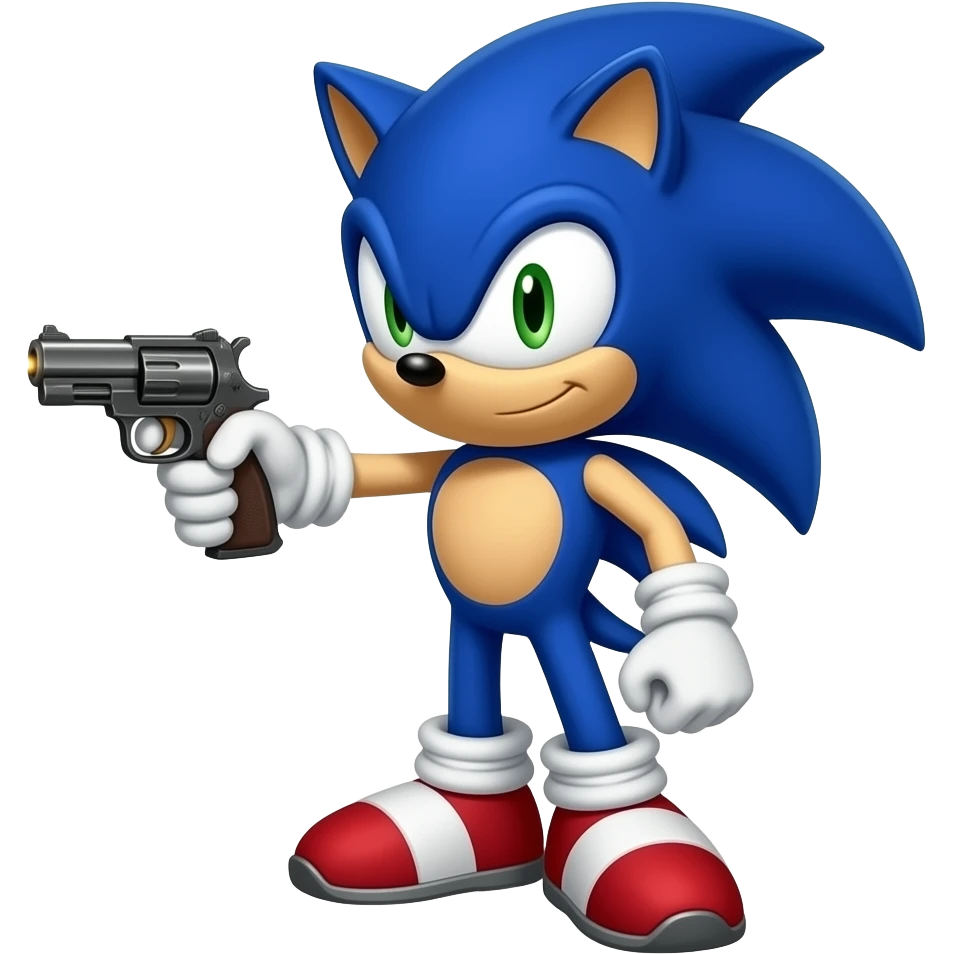 Shadow the hedghog getting a gun pointed at sonic emoji