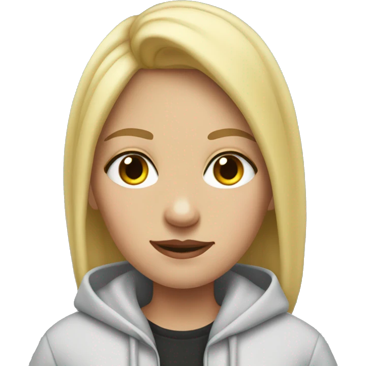 Girl with blonde hair and Wednesday hoodie  emoji