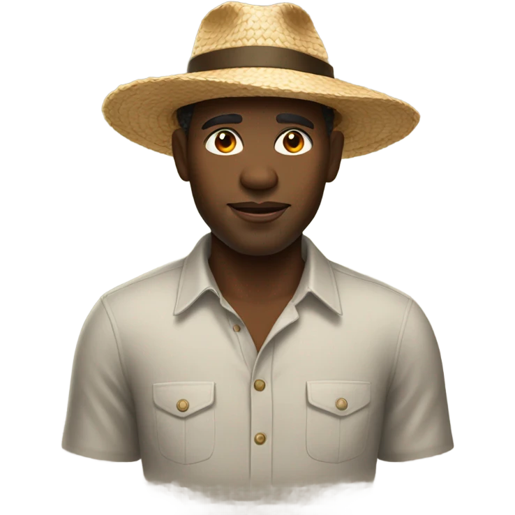 Black man with cotton and straw hat emoji