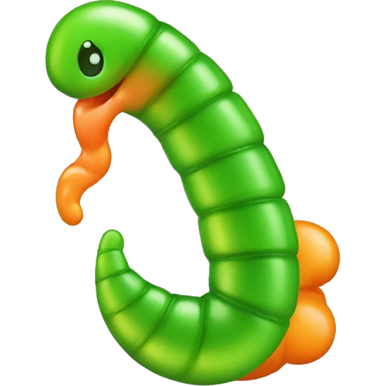 Green and orange gummy worm emoji