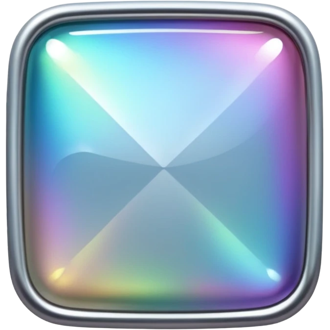 Sparkly glossy silver iridescent glass square emoji