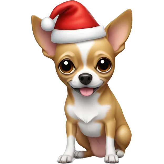 Chihuahua with a Santa hat emoji