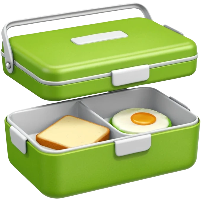 A small green empty lunchbox and a wipe emoji