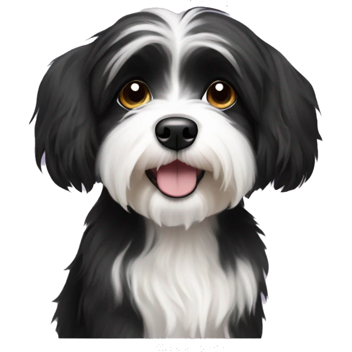 Black and white Havanese dog emoji