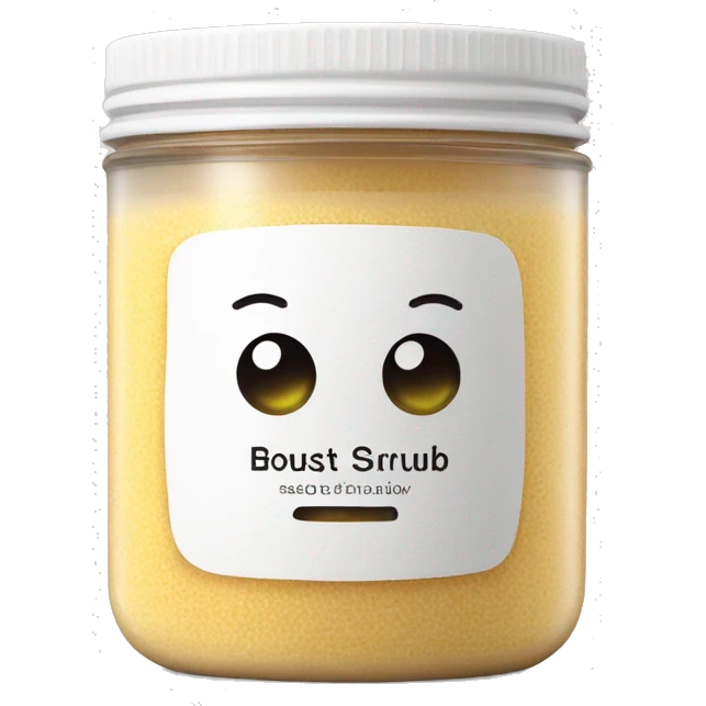 body scrub pot with label emoji