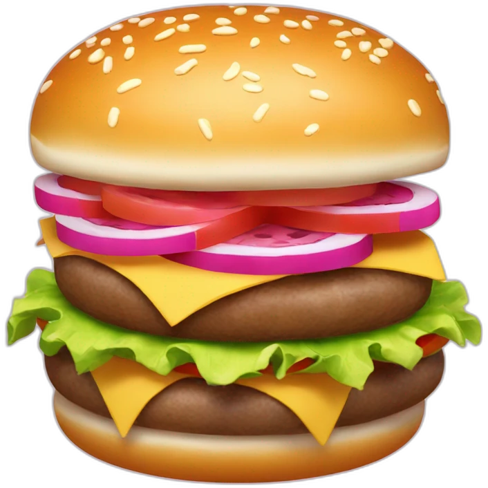 Hamburguesa con pan rosa y mucho queso emoji