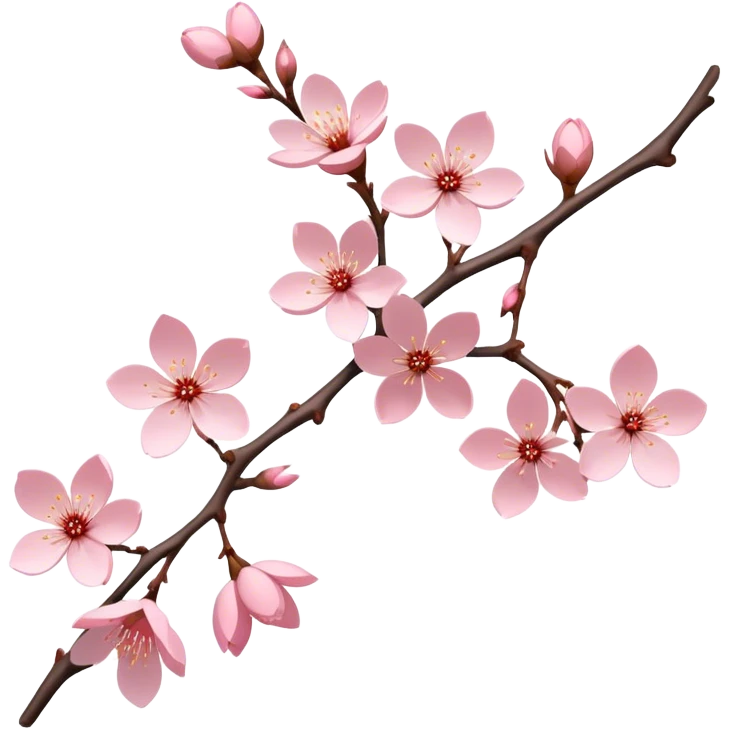 Cinematic Realistic Sakura Flowers on a Branch, depicted as delicate, soft pink blossoms gracefully adorning a slender, gently twisted branch, illuminated by subtle, warm natural light that accentuates their ethereal beauty and transient charm, poetic spring scene emoji