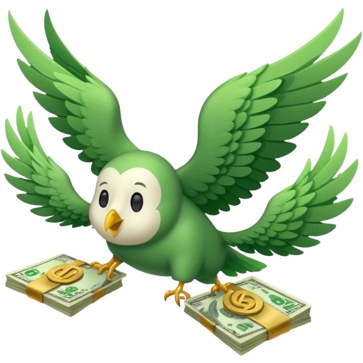 un fajo de dólares con alas volando emoji