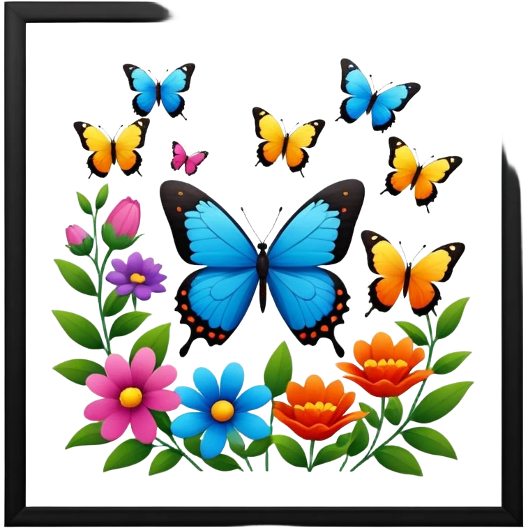 flowers butterflies frame certificates for kids emoji