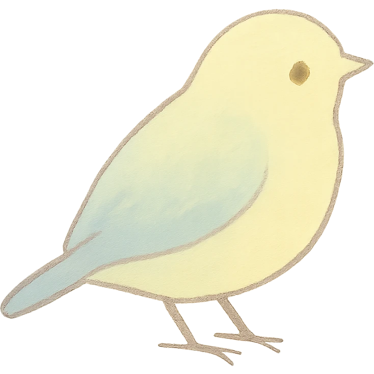 tiny pastel bird silhouette, Japanese hand-drawn style, full object, transparent background emoji