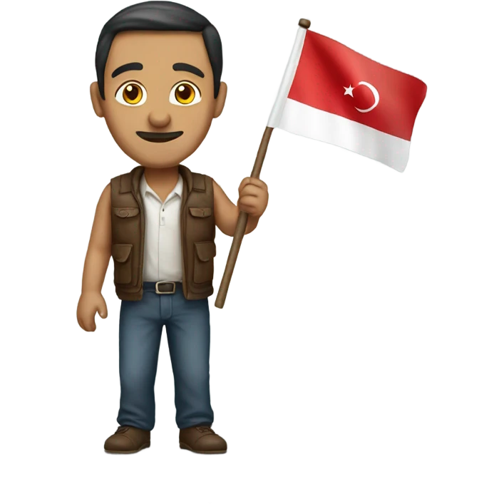 A turk with a turkish flag on his hand emoji
