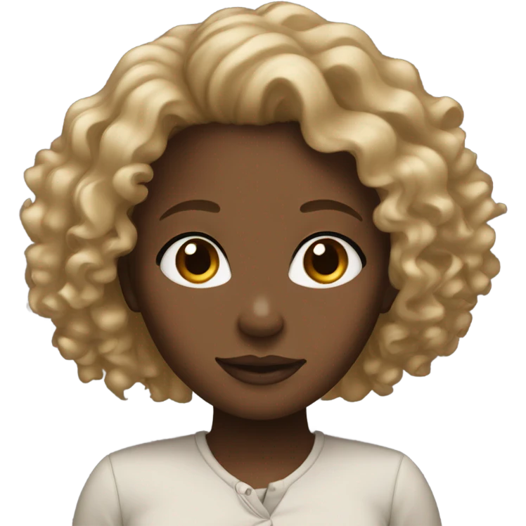 A black girl with curly blonde and brown hair emoji