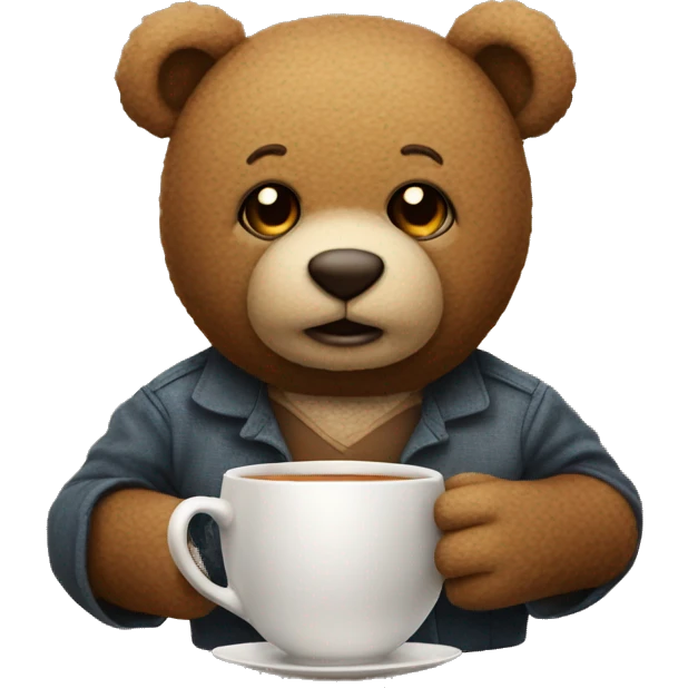 teddy with a cup of tea in his hand emoji