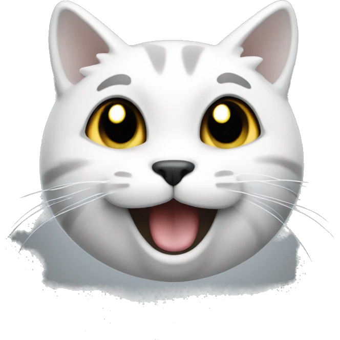Gato blanco con negro feliz  emoji