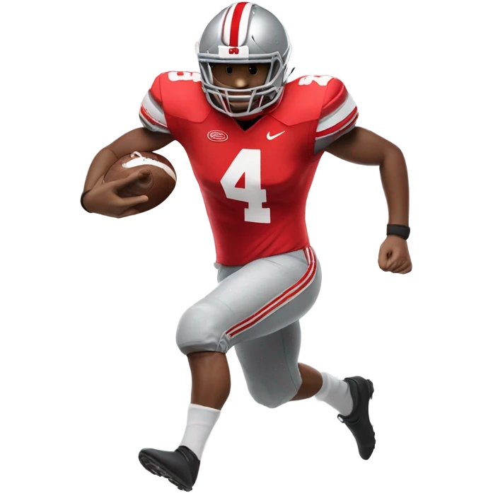 Football player in an Ohio state uniform wearing number 4 running emoji