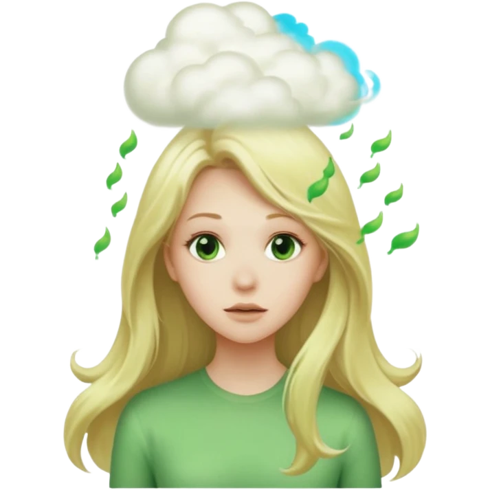 Long hair Blonde woman with green fart cloud following behind her  emoji