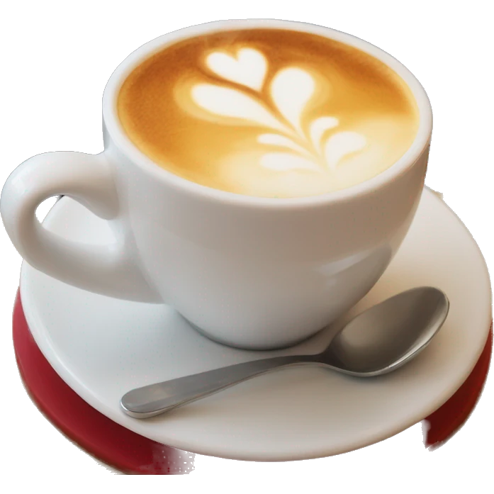 cafe latte in red and white mug emoji