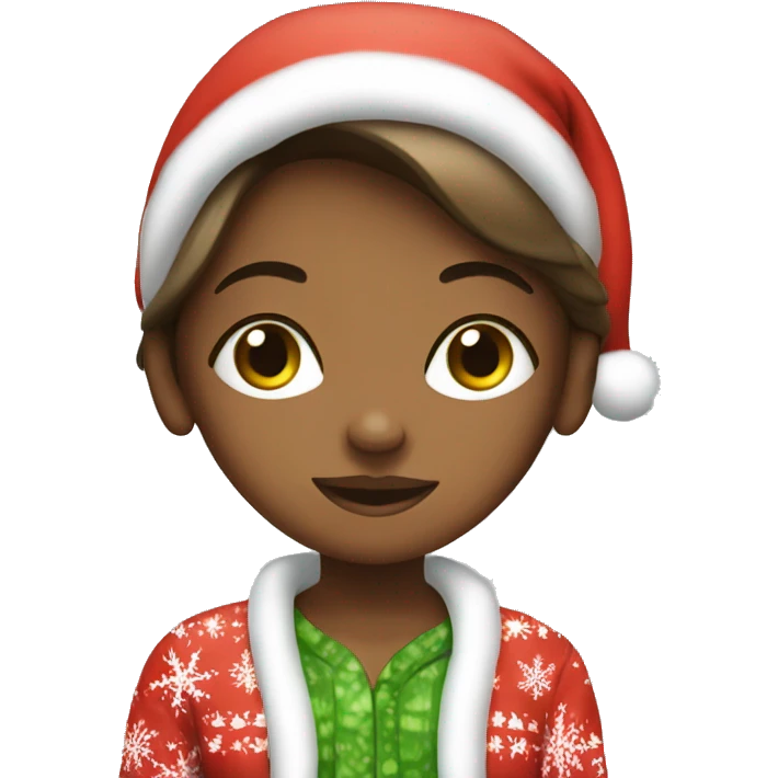 Girl with cucumber in Christmas pjs emoji