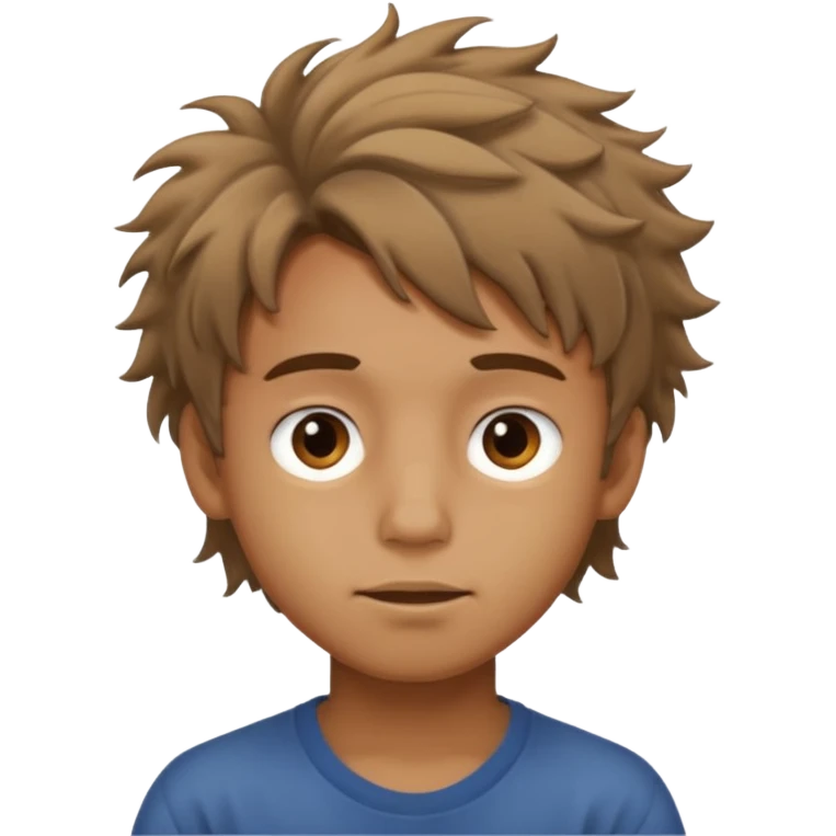 Un niño con forma de cara un poco estirada piel un poco morena y hombre emoji