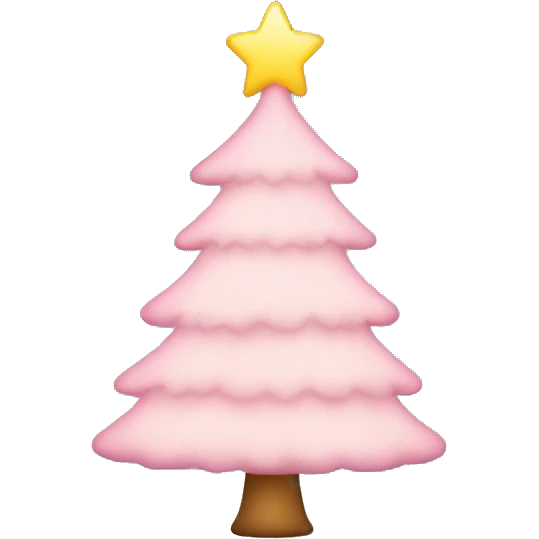 pastel pink christmas tree with lights emoji
