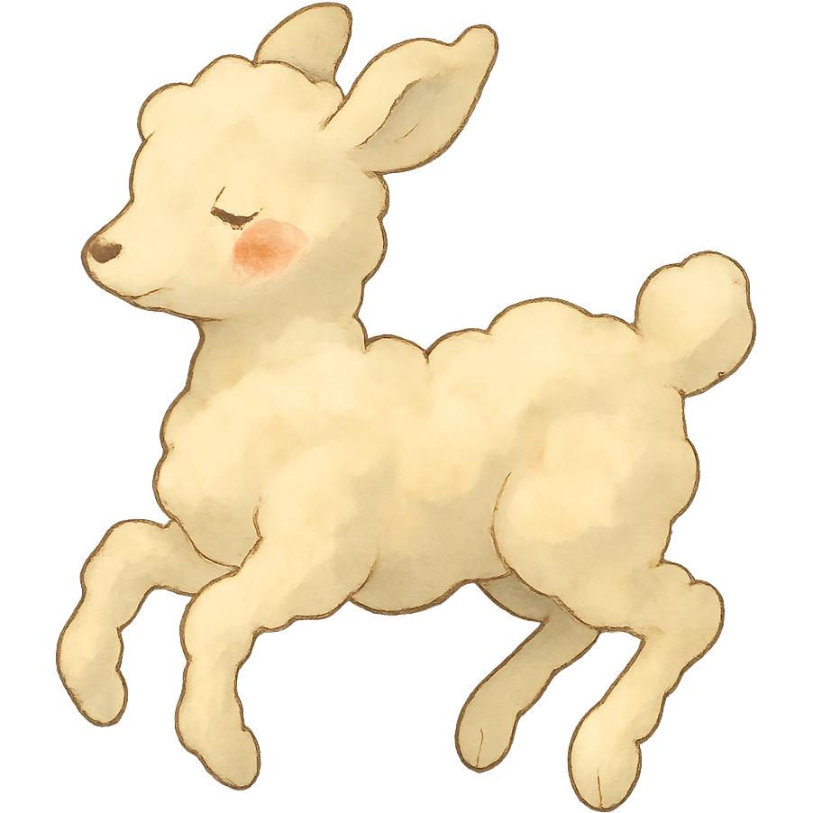 vanilla-colored cloud doe, floating with rosy cheeks, ghibli style emoji