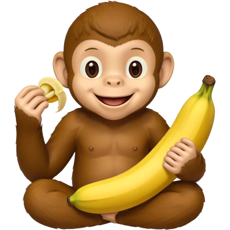 Curious George monkey peeling a banana emoji