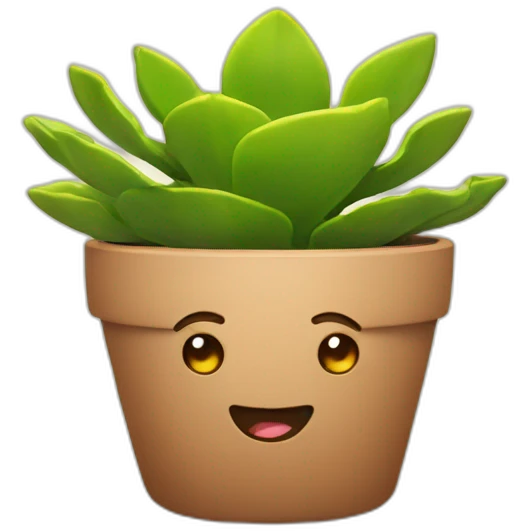 succulent in a pot with a face emoji