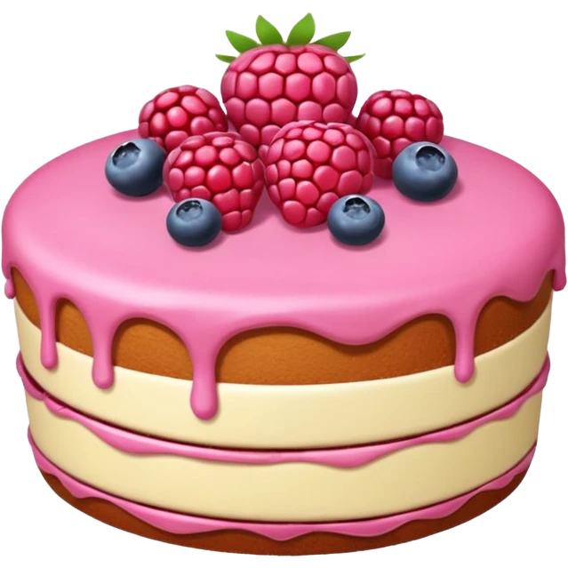 Una torta rosa con sopra mirtilli e lamponi emoji