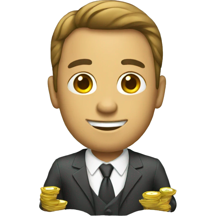 man wearing suit holding money emoji