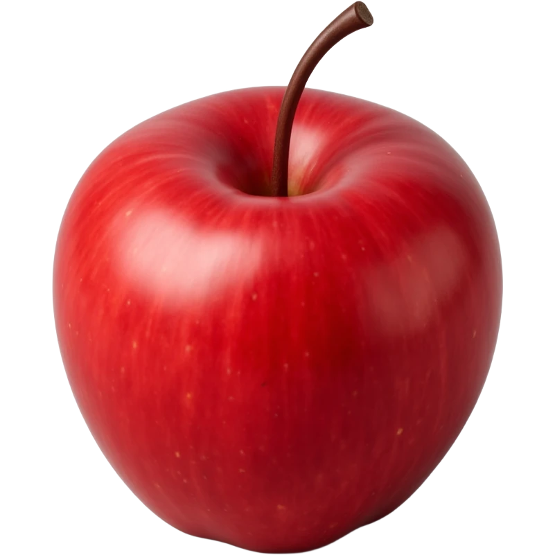 realistic shiny red apple icon in skeuomorphism style with subtle shadows and highlights emoji