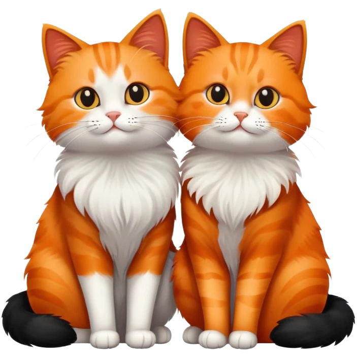 Black, great and orange cats sitting together  emoji